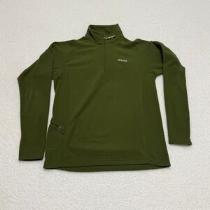 Sherpa Adventure Gear Womens Olive Green Quarter Zip Fleece Pullover Size Medium